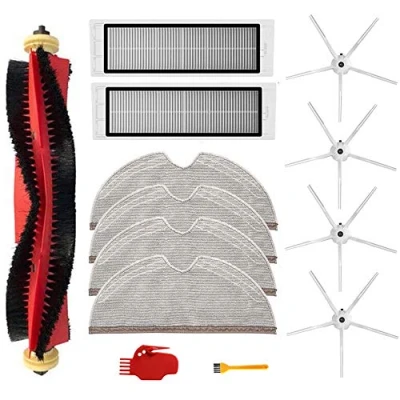 Bild av Kit i 13 delar för Xiaomi Roborock S6, S60, S65, S5, MAX, MAXV och rena dammsugartillbehör, 1 rullborste, 2 filter, 4 moppdukar, sidoborstar, rengöringsverktyg