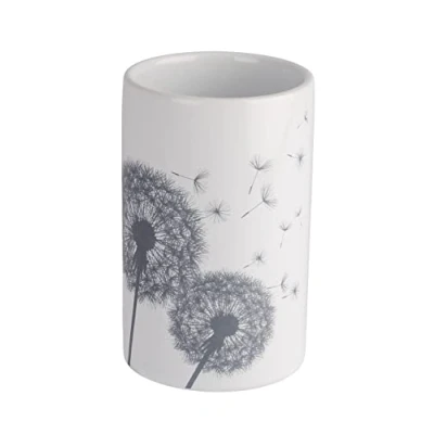 Bild av WENKO Astera Tandborste Tumbler, Keramik, Vit/Grå, 7 x 11 cm