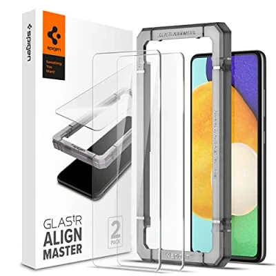 Bild av Spigen AlignMaster Skärmskydd kompatibel med Samsung Galaxy A52 5G / 4G, A52s 5G, 2 Stycken, met sjabloon voor installatie, kristallklart, Responsiv Touch, Case friendly, 9H härdat Glas