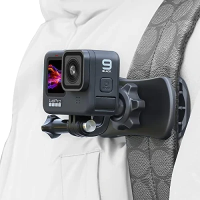 Bild av SUREWO 360 rotation ryggsäck remmontering snabbklämma montering kompatibel med Go Pro Hero 13,12,11,10,9,8,7, (2018), 6,5,4, session,3+,Fusion, DJI Action 5 Pro/4/3, Campark,Crosstour