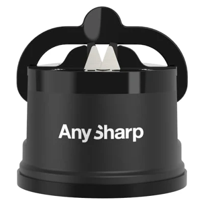 Bild av AnySharp Knivslipare, Hands Free Säkerhet, PowerGrip Sugkopp, Säkert vässar alla köksknivar, Idealisk för härdat stål &amp; tandade, Kompakt, Svart
