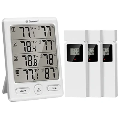 Bild av Geevon inomhus utomhus termometer trådlös med 3 fjärrkontrollsensorer, digital hygrometer inomhustermometer, temperaturfuktighetsmätare 60 m räckvidd