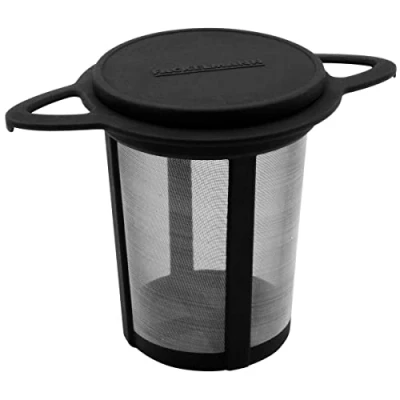 Bild av Fackelmann permanent tefilter, tesil med fint rostfritt ståltyg, filter lock (färg: svart/silver), antal: 1 st
