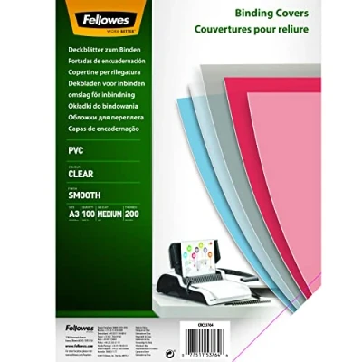 Bild av Fellowes Bindande fodral klar A3 PVC 200 mikron förpackning med 100
