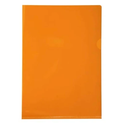 Bild av Exacompta Ref 661245E PVC Cut Flush Folder Suitable for Holding A4 Documents, 0.1mm Clear PVC, Top &amp; Right Openings, Out Easy Opening Orange (Bag of 100)
