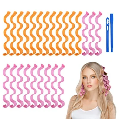 Bild av URAQT Hårrullar För Långt Hår, 24st Wave Curls, No Heat Hair Curlers Styling Kit Med Stylingkrokar, Hälsosam Gör Det Självfrisyr Kvinnor Tjejer (30cm)