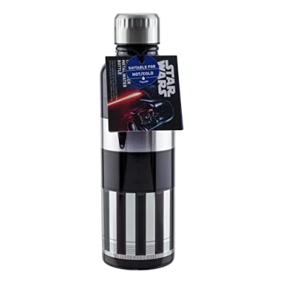 Bild av Darth Vader ljussvärd metallvattenflaska officiellt licensierad Disney Star Wars gåva från vintagekollektionen, för varma och kalla drycker med läckagesäkert lock, 500 ml (17 fl oz)