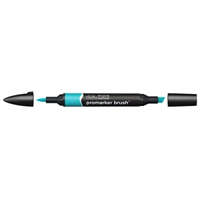 Bild av Winsor &amp; Newton 0204654 penselmärkpennor (för ritningar, kalligrafi, design och layouter, randfri ritning med kil penselspets) turkos