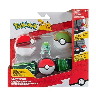 Bild av Pokémon Set 2 tums Bulbasaur stridsfigur med klämma &#039;N&#039; Go with Nest Ball och Pokéball tillbehör