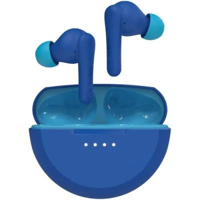 Bild av Belkin SoundForm Nano 2 Bluetooth hörlurar för barn med inbyggd mikrofon, 28 tim. batteritid, säker volym på 85 dB, IPX5 vattentålighet, Blå