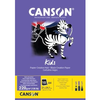 Bild av Canson 400015602 hobby, färgat papper, A4, svart