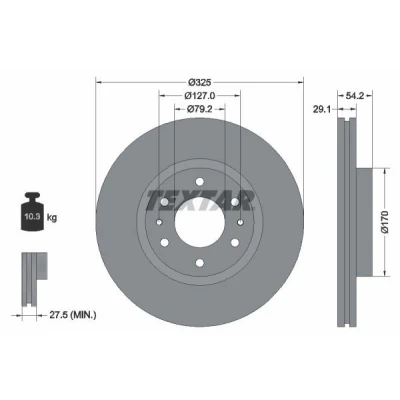 Bild av TEXTAR 92226200 Disque de frein 325 29,1 06/08 127 ventilé l&#039;extérieur sans boulon fix roue, moyeu roue CHEVROLET: Trailblazer