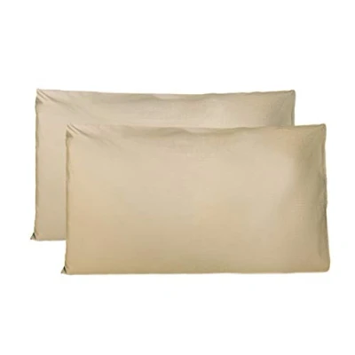 Bild av Par av örngott 100% ren bomull 50X70 CM, set om 2 sängkuddsöverdrag tillverkade i Italien, kuvertstängning, enfärgade, standardstorlek Beige