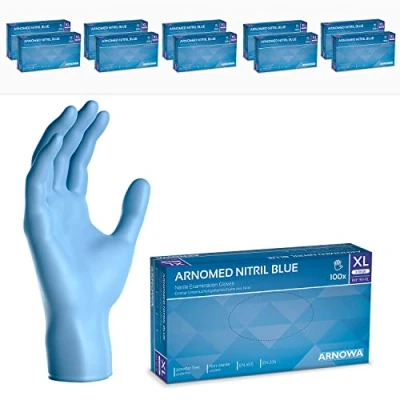 Bild av ARNOMED engångshandskar blå, nitrilhandskar XL, 1000 st/låda, puderfria &amp; latexfria, engångshandskar, handskar finns i storlekarna XS, S, M, L, XL XXL.