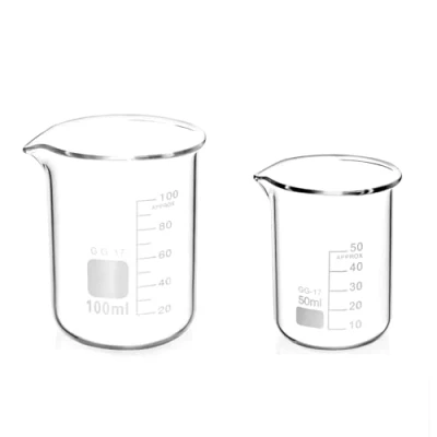 Bild av 2 stycken graderade mätkoppar glas bägare 50 ml 100 set för laboratoriemätbägare kök