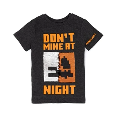 Bild av Minecraft T shirt pojkar Halloween Pumpkin Creeper Flip Sequin Grey Top 9 10 Years