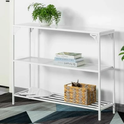 Bild av HDANI smalt konsolbord med 2 hyllor, gallerhyllor sidobord, skänk, soffbord för vardagsrum, hall, sovrum och kontor, 100 x 30 80 cm, vit