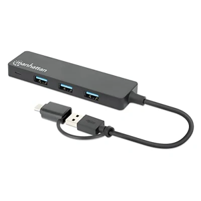 Bild av MANHATTAN 180863 USB 3.2 Gen1 hubb 4 port Combo A och C™ Svart