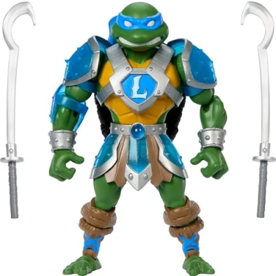 Bild av Masters of the Universe Origins Leonardo Turtles Grayskull ledad actionfigur med tillbehör, crossovers Reptile Wars mellan MOTU och Ninja Turtles, barnleksak, 6+ år, JBN03