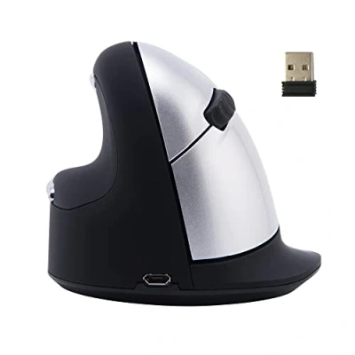 Bild av R Go Tools HE mus, ergonomisk design, vertikal mus för vänsterhänta, stor (handlängd över 185 mm), trådlös, Windows, Mac, Linux, svart, RGOHELELAWL