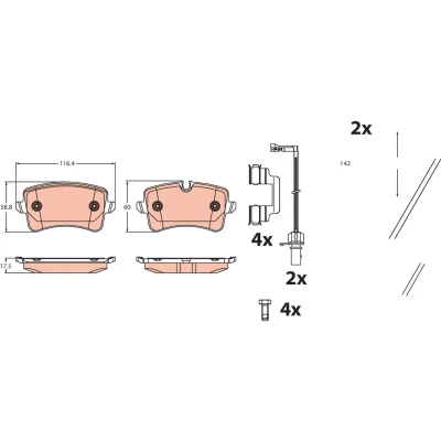 Bild av TRW GDB2464 Jeu de plaquettes frein contact signal d&#039;usure inclus avec accessoires PORSCHE: Macan