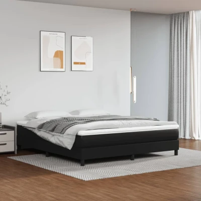 Bild av vidaXL Ramsäng svart 160x200 cm konstläder, dubbelsäng, säng, säng ram, dubbelsängar, sängar, ramar, resårmadrass, resårmadrasser