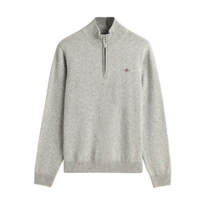 Bild av GANT Superfin Lambswool herrtröja med halv dragkedja, Gråmelerad, XL
