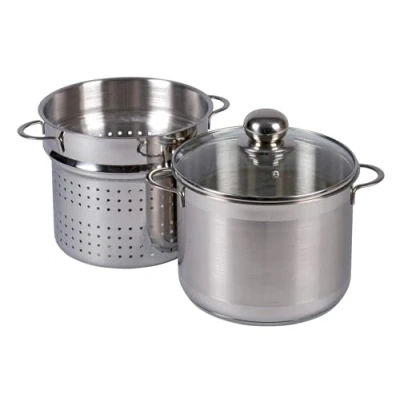 Bild av Karl Kruger Rostfritt stål Spaghettikruka med glaslock, 6,5 l, Silver, 30 x 24 cm