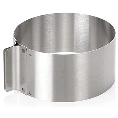 Bild av wenco Tårtring justerbar 1630 cm, 8 cm hög kakring av rostfritt stål, baktillbehör för tårtor, värmebeständig upp till 180 C, rostfri, silver, diskmaskinssäker