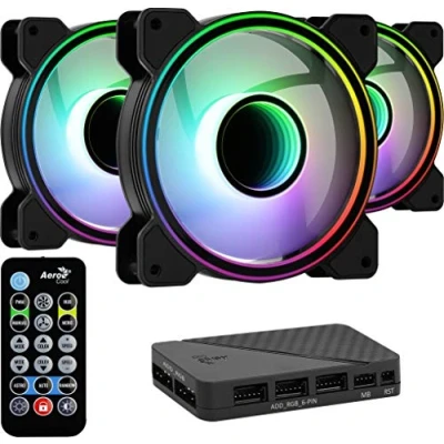 Bild av AeroCool Mirage 12 ARGB Pro Chassi fläkt 120mm Svart med RGB LED 18 dBA