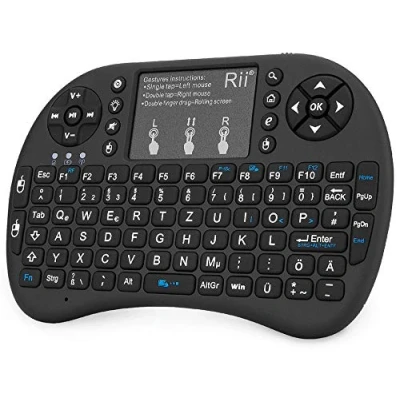 Bild av Rii mini i8+ svart med bakgrundsbelysning trådlöst tangentbord pekplatta multitouch perfekt för KODI, XBMC, smart TV, Raspberry Pi, PC, HTPC, Mac, Linux, Android, Windows 7, 8, 10 (2,4 GHz radik)