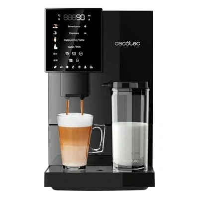 Bild av Cecotec Superautomatisk kaffebryggare Cremmaet Compactccino svart, 19 bar, termoblocksystem, nymalda bönor med Plug &amp; Play, 150 g kaffebönans tankkvarn, 1,1 l vattentank, 400 ml mjölk