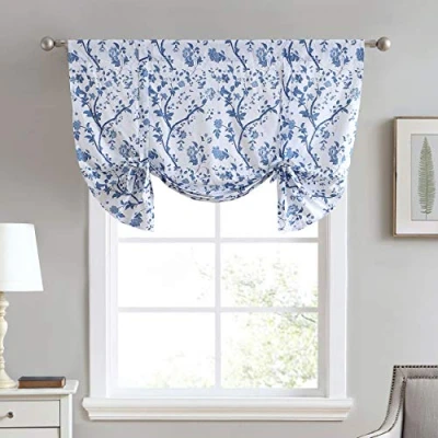 Bild av Laura Ashley snyggt blommigt tryck gardin, elegant dekorativ fönsterbehandling för heminredning, bomull, blå, 127 cm B x 63 L (förpackning med 1)