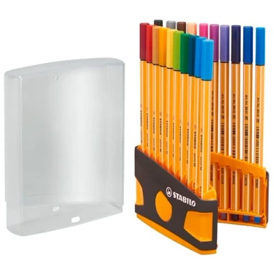 Bild av Fineliner STABILO point 88 ColorParade med hängande flik i antracit/orange 20 pack olika färger