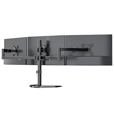 Bild av WALI Trippel monitorstativ för skärm upp till 27 tum, fristående artikulerande trippelmonitorarm med lutning vridbar rotering, justerbar 3 skärmarm rymmer 10 kg, VESA 75 och 100 mm, svart
