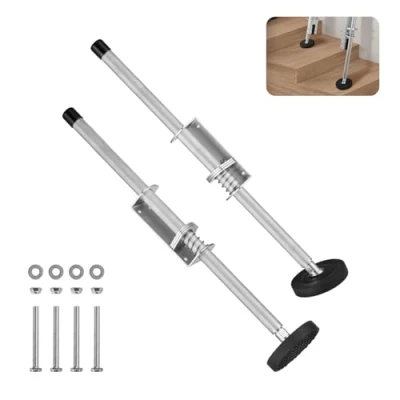 Bild av VEVOR stegnivellerare, 60 cm stål 250 kg laststegeutjämningsverktyg, stigningshoppare, trappstegstabilisator med förvaring, lätt att använda för alla ytor, förlängningsstege, tillbehör ojämn mark
