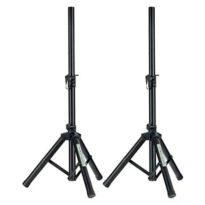 Bild av Pronomic SPS 5S boxstativ i stål, set om 2 lågt av stål perfekt för linjerstrålkastare, bildskärmar och akustiska förstärkare 67 till 120 cm hög endast 1,8 kg lätt svart