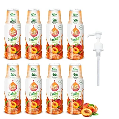 Bild av 8 pack FruttaMax Fruktsirapskoncentrat Mindre socker med 60% fruktinnehåll lämplig för läskmaskin (8 x 500 ml) Persika)
