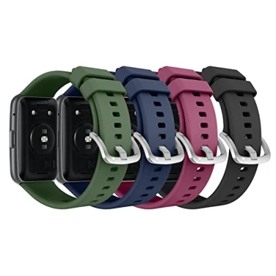 Bild av MoKo 4 PACK Watch Strap Compatible with Huawei Fit Active/Elegant, Soft Silicone Replacement Band Bracelet Wristband Adjustable Clasp, Multi Color