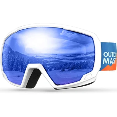 Bild av OutdoorMaster skidglasögon för barn, snowboardglasögon snöglasögon ungdomar med antidimma 100 % UV skydd sfärisk lins blågrågråsdag
