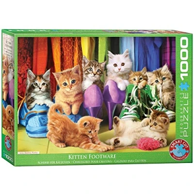 Bild av Eurographics Puzzle Kitten Footware 1000 Teile Pussel för barn, Storlek: One Size, Multi coloured