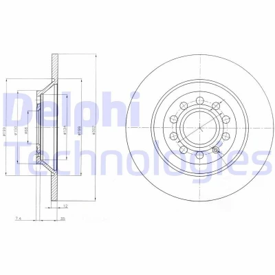 Bild av DELPHI BG4088 Disque de frein 302 12 5 plein huilé non traité sans roulement roue, bague ABS AUDI: A6 C6 Avant, Allroad