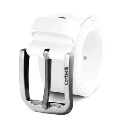 Bild av Cartvelli Premium läderbälte för män tillverkade i Tyskland med presentförpackning bälte äkta läder 40 mm, Snövit, 90