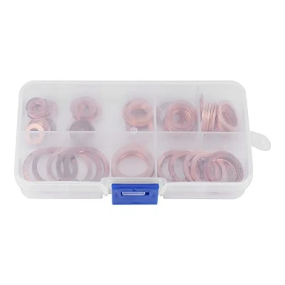 Bild av 80 st kopparbrickor Solid koppar sumpplugg Metall garagemotorset med box