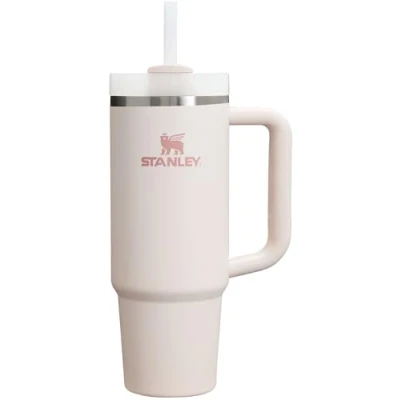 Bild av Stanley Quencher H2.0 FlowState rostfritt stål vakuumisolerat glas med lock och sugrör för vatten, iste eller kaffe, smoothie mera, rosenkvarts 2.0, 30 oz / 0,89 L