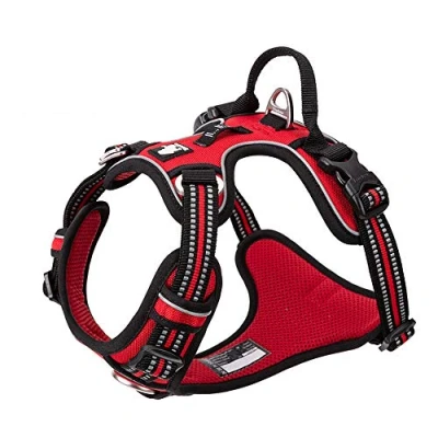 Bild av True LOVE hundsele inget dragbart justerbart reflekterande steg i mjuk nylon för små stora husdjur TLH56512 (XS, röd)