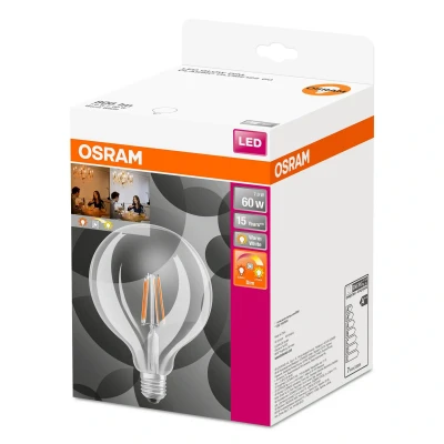 Bild av OSRAM LED globlampa E27 6,5W G125 827 Glow dimbar