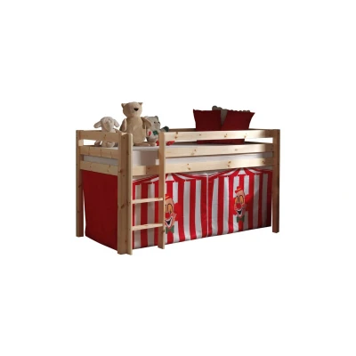 Bild av Vipack Miniloftsäng Natur Med Gardin Cirkus