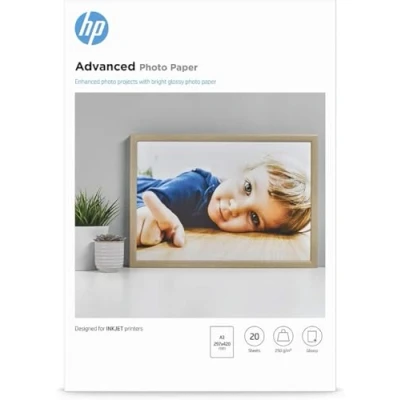 Bild av HP Advanced Photo Paper glansigt fotopapper A3 (297 x 420 mm) 250 g/m2 20 ark/s), vit
