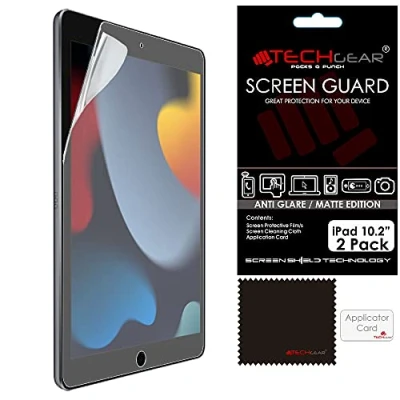 Bild av TECHGEAR [2 pack anti bländning MATTE skärmskydd för iPad 10,2 tum 2021/2020/2019, skyddsskal designat nya Apple 9:e, 8:e generationen 2021 2019